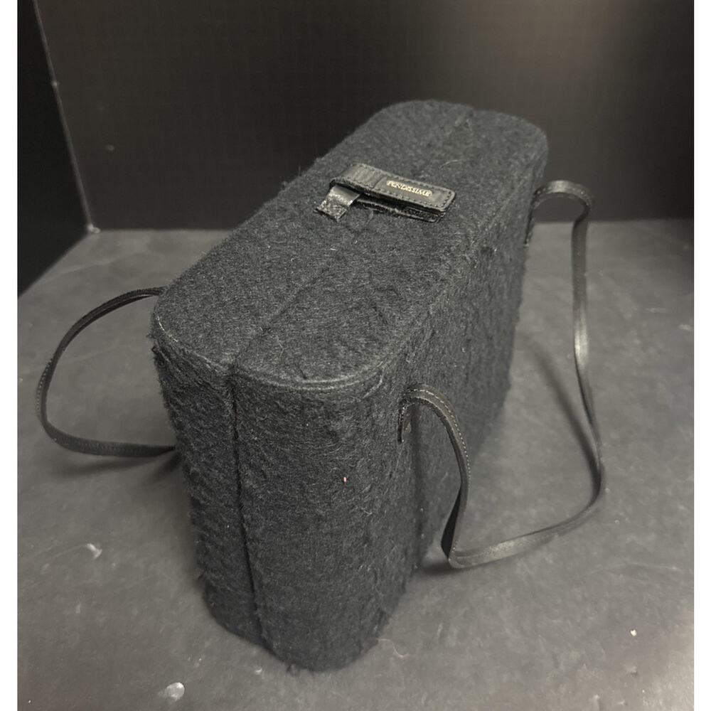 Fendissime Accessori Vintage Black Wool Felt Box Structured Shoulder Bag Italy
